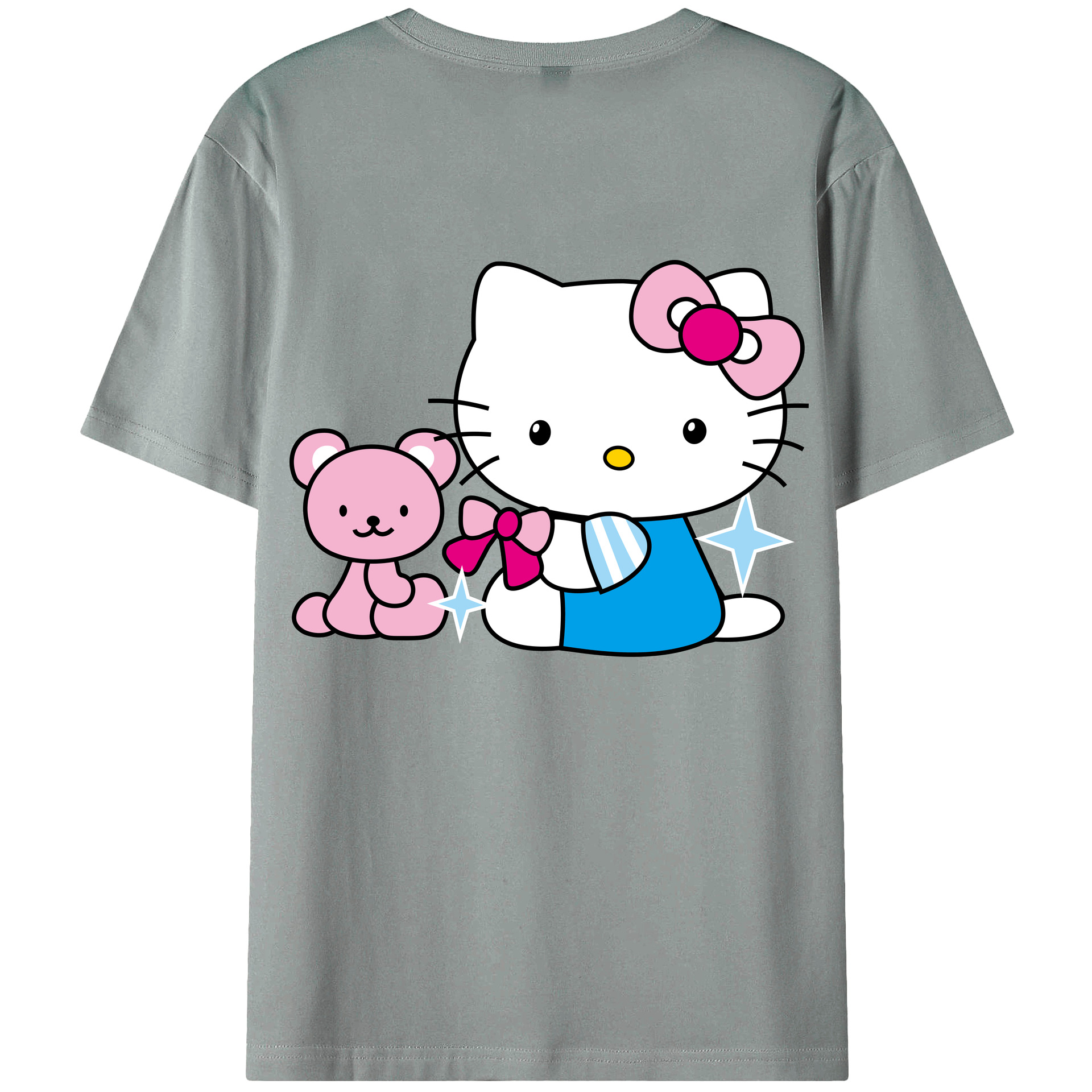 （画像用） Hello Kitty ハローキティ 綿100％ メンズ半袖Tシャツ（バックプリント） 通気性